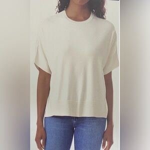 Splendid Cream Short Sleeve Crew Knit Top